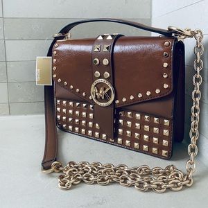 Michael Kors new Greenwich limited edition stud crossbody bag; genuine leather